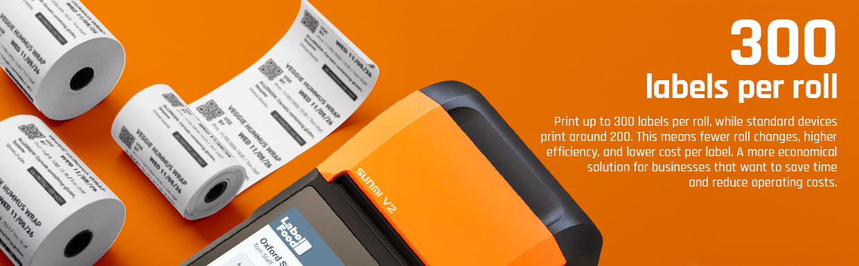 LabelFood Printer SV2 label rolls — print hundreds of allergen labels from a single roll